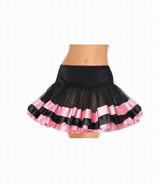 Black And Pink Satin Trimmed Petticoat